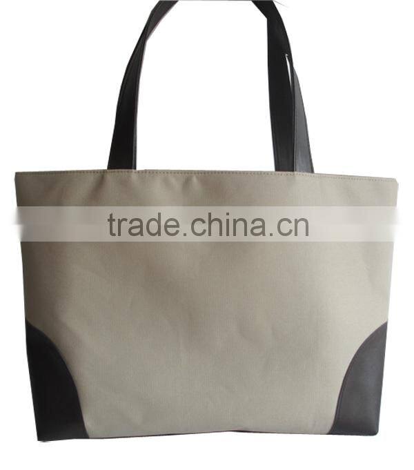 Beautiful 600D polyester leather tote style handbag for ladies