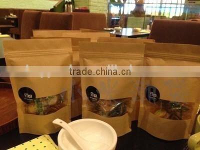 Side gusset square bottom zipper pouch with window