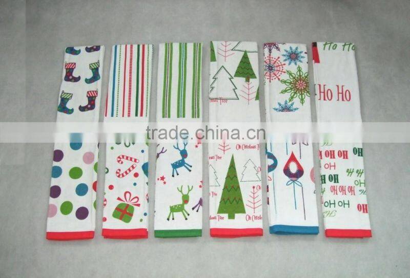 silk screen pigment custom kitchen towel cotton tea towel christmas design