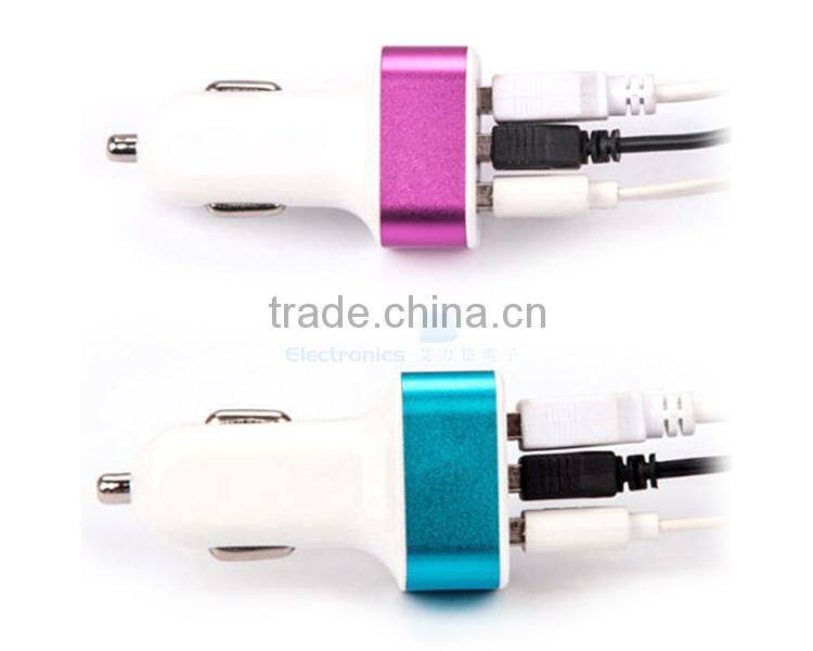 Wholesale mini portable wireless custom 3 port usb quick chargr car charger mp3 player CE ROSH