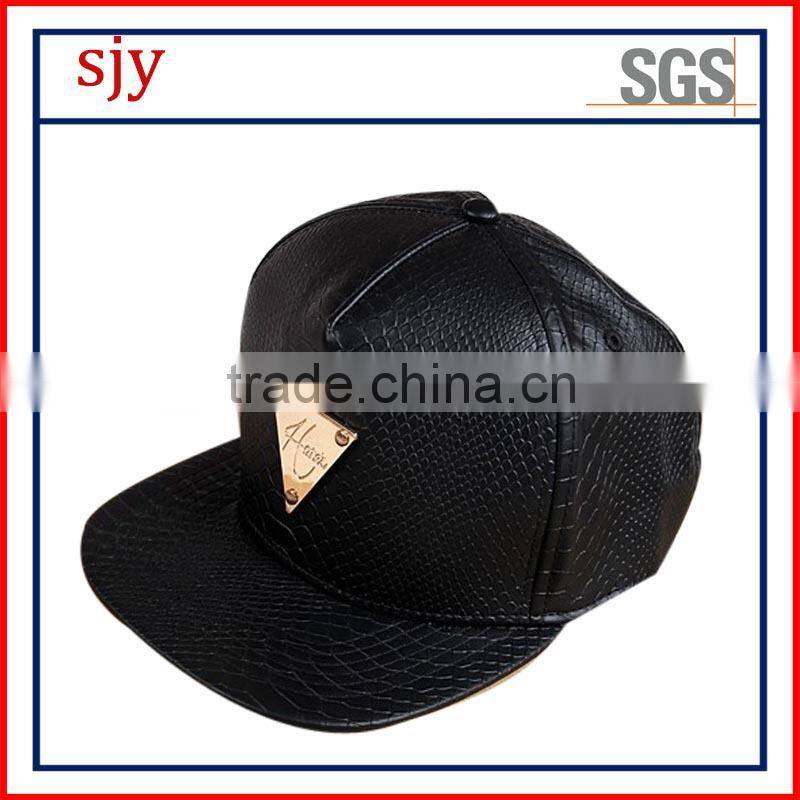custom flat brim metal plate cheap snapback cap for sale