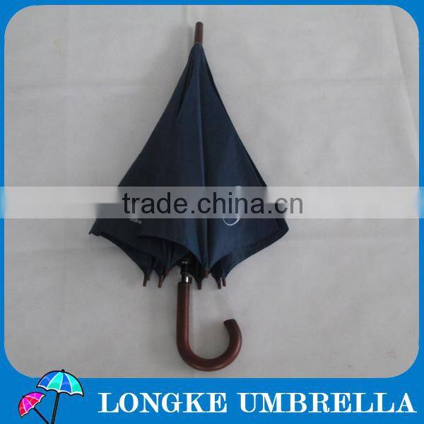24"solid color auto open Wooden handle straight umbrella with logo