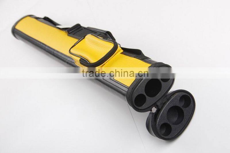 Modern design 1/2 leather cue bag .1/2 hard tube pool cue stick case. 1B2S one butt two shafts.