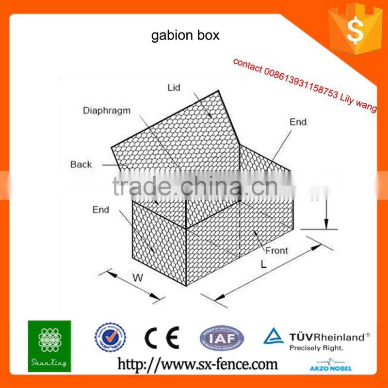 Galvanized hexagonal gabion box filled stone (ISO9001)