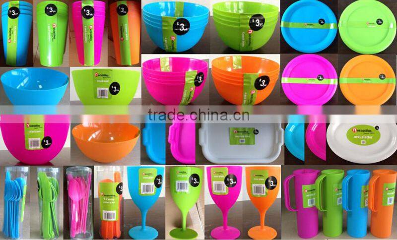 Plastic salad bowl 10 inch round (Orange 151C) in display box packing #TG1005EG