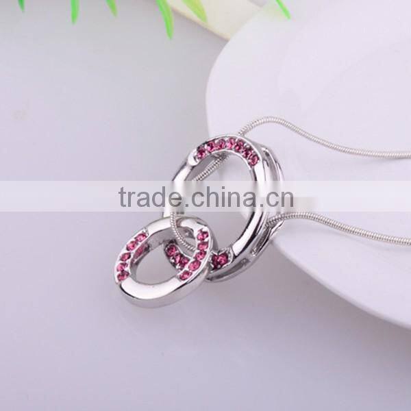 Fashion Double Ring Crystal Necklace