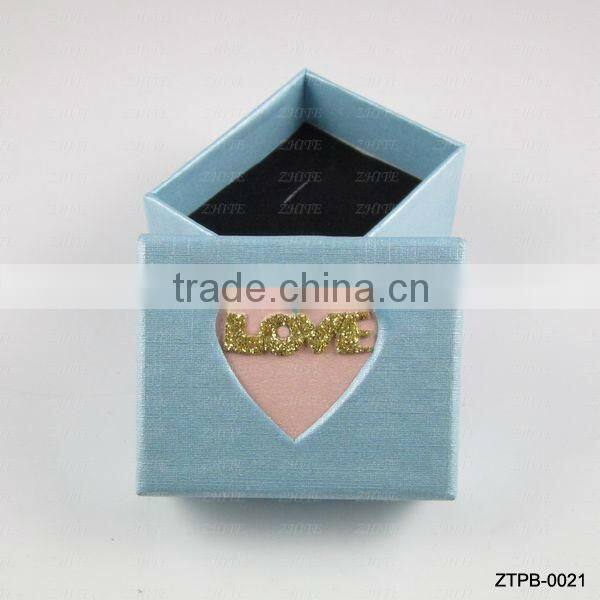 Lovely Dark Blue Christmas Gift Heart Ring Box Wholesale ZTPB-0020