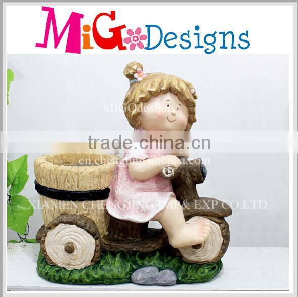 2015 Garden Ornament Girl Statue Resin Flower Pot