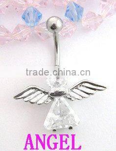 Stainless steel body navel jewelry Angel belly button ring