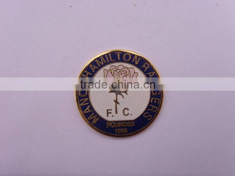 2014 Hot Sale Shiny Gold Custom Metal Pin Badge With Enamel