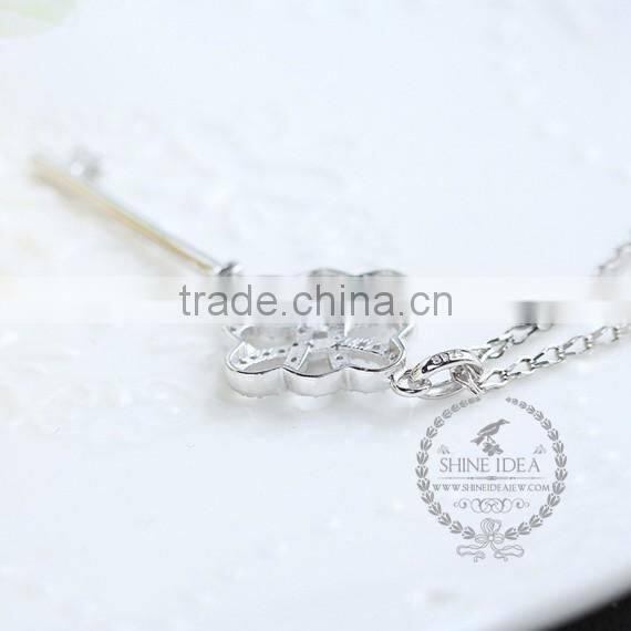 925 sterling silver rhinestone hollow flower key pendant charm idea jewelry fashion women necklace jewelry supplies 6360472