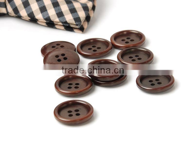 Coffee Brown 4 Holes Natural Corozo Nut Button with Round Rim for Men's Suit