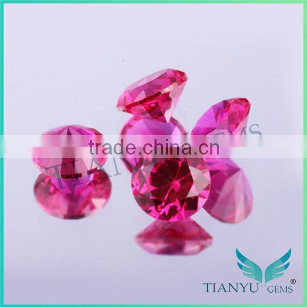 WUZHOU gems loose cubic zirconia 5# round shape synthetic corundum ruby gemstone