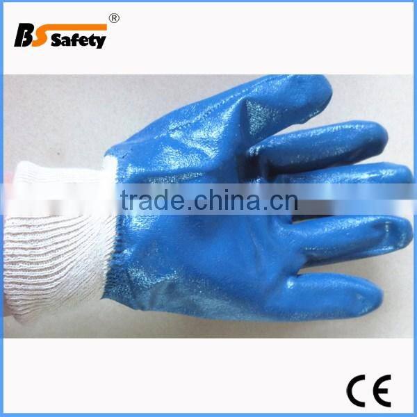 BSSAFETY Blue nitrile coated oil resistant industrial working gloves