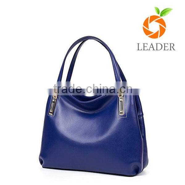 Terse stylish style multi pocket real leather handbag