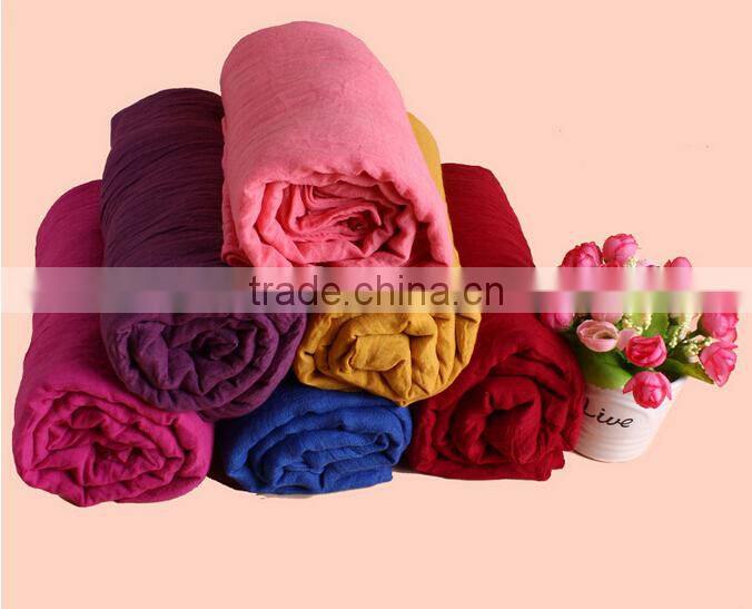 2014 Hot Women Fashion Solid Cotton Linen Scarf Long Warm Soft Silk Wrinkle Scarf Shawl Cape