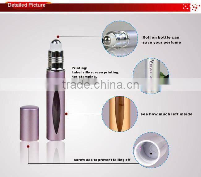 10ml Empty glass aluminum roll on bottles