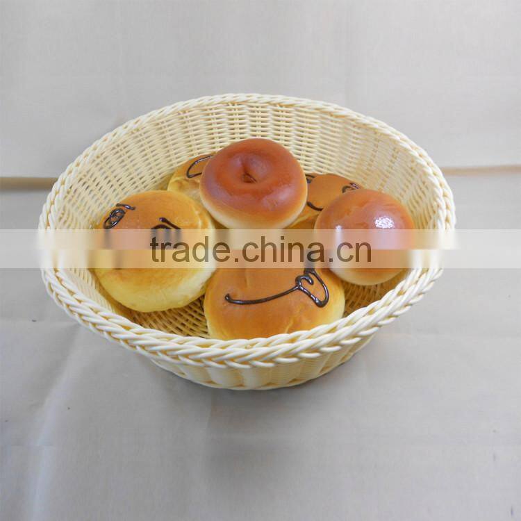Cheap eco-friendly plastic rattan weaving food display basket mini round basket
