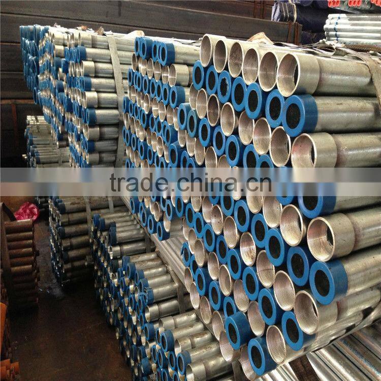 Plastic sch40/schedule 40 thick wall galvanized round steel pipe threaded made in China