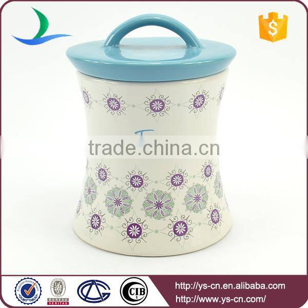 Modern Style Ceramic Storage Containers With Blue Lid