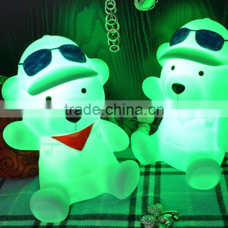 Cute Bear USB Rechargeable LED Table Lamp Cartoon Animal Reading Night Light Dimmer Bedside Table Lamp