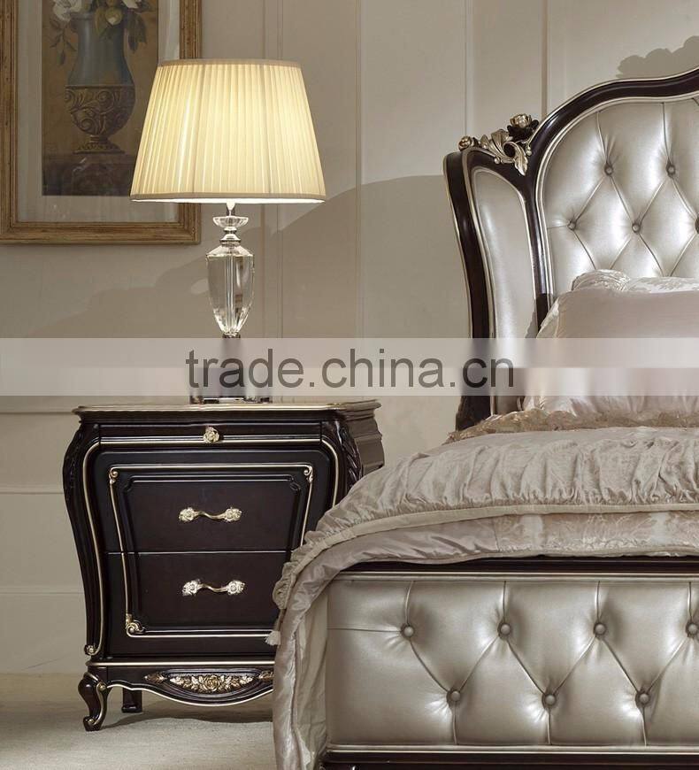 New design neoclassic bedroom furniture solid wood floral carving two sliding doors wardrobe