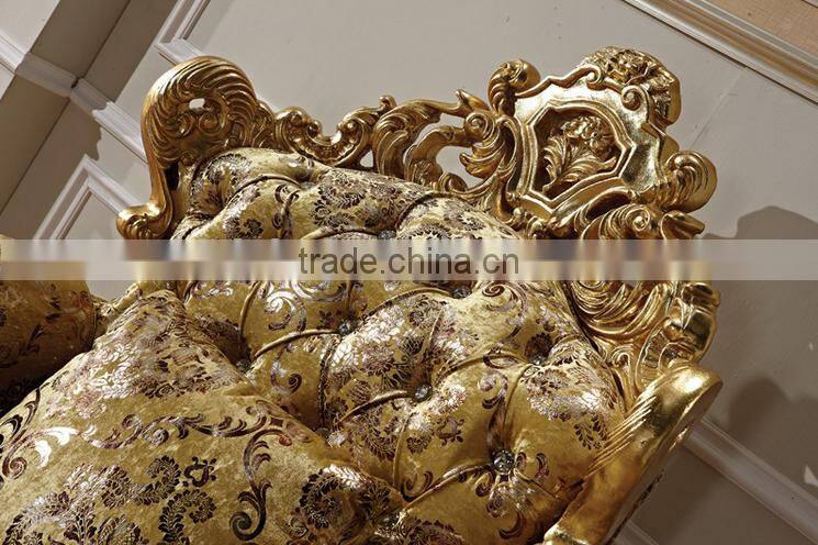 New classic living room furniture wooden hand carved fabric sofa set