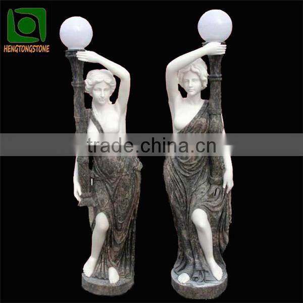 Natural Stone Lady Sculpture Lamp for Garden