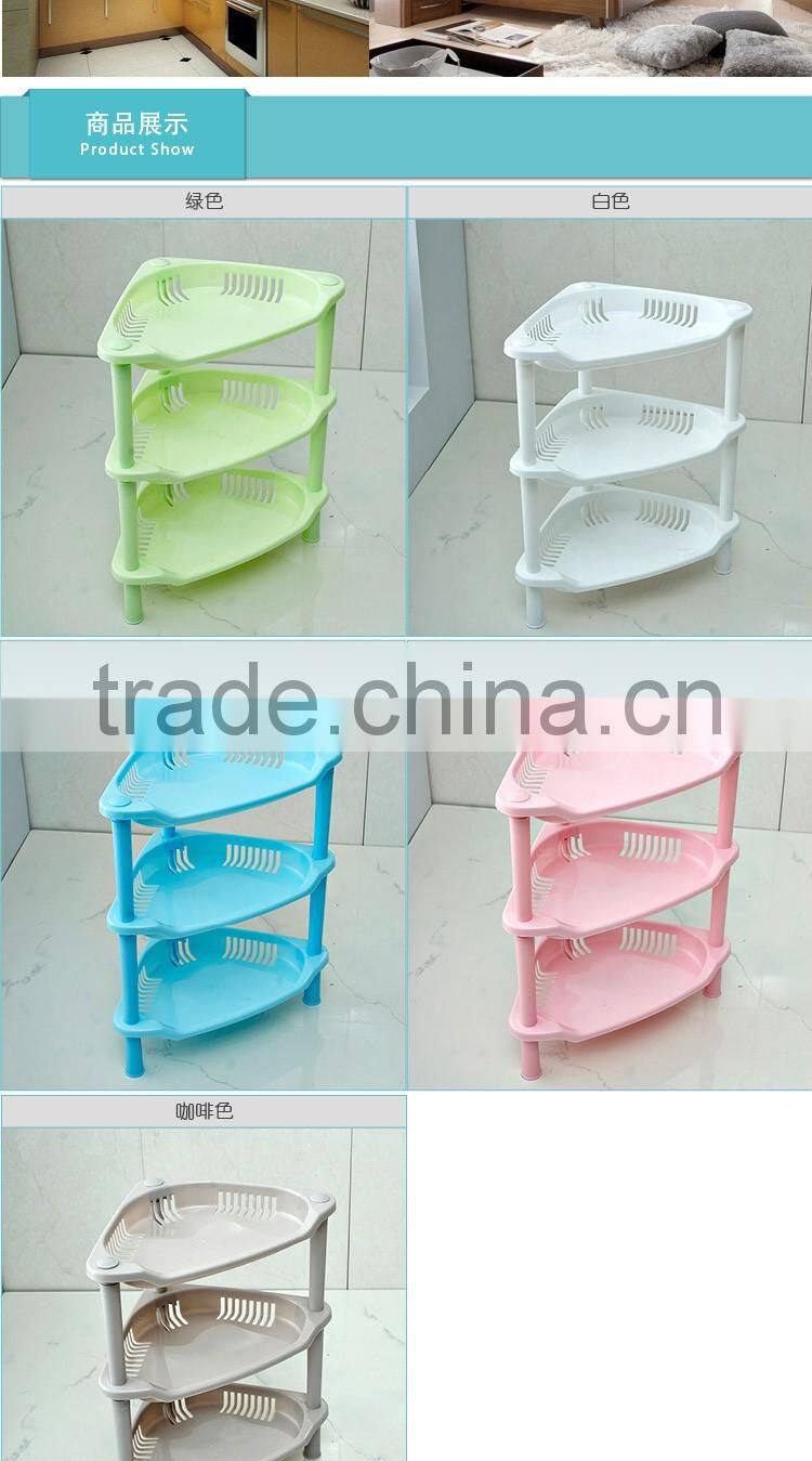 N504 3 Tiers Homeware Diaplay Plastic Storage Holder Bathroom Corner Rack Household Accessories