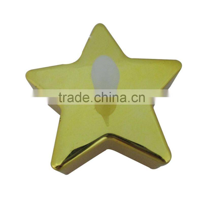 Christmas star shaped metalic battery operated led tea light candle