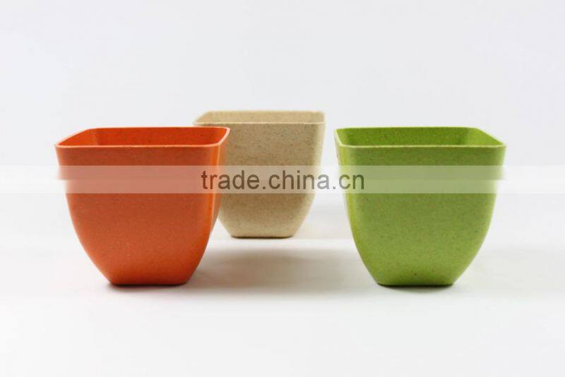 2015 Best selling square bamboo fiber mini flower pot/planter/container