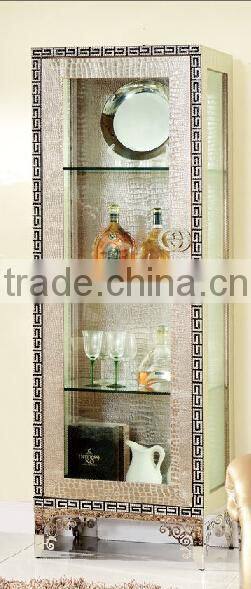 Luxury hot sale golden glass stainless steel new design wine display cabinet