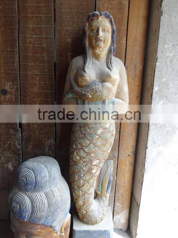 Wood Carved Sculpture with Antique Finish