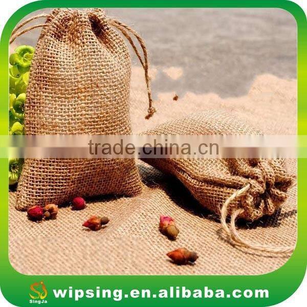 Cheap Organic Jute Drawstring Bag with Logo Printing