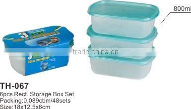 6pcs rectangular Storage Box Set,plastic rectangular box, food container with lid