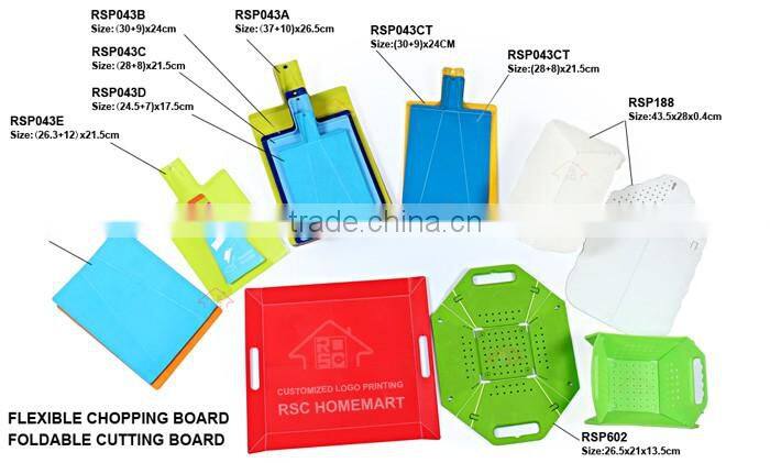 NBRSC Colouful plastic PP flexible and foldable cutting board for kitchen
