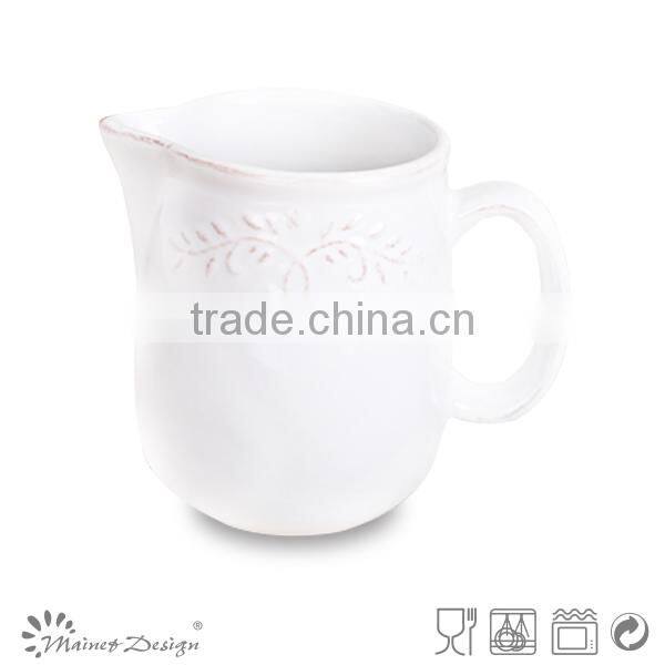 Christmas ceramic two-tone sugar and creamer emboss top selling factory