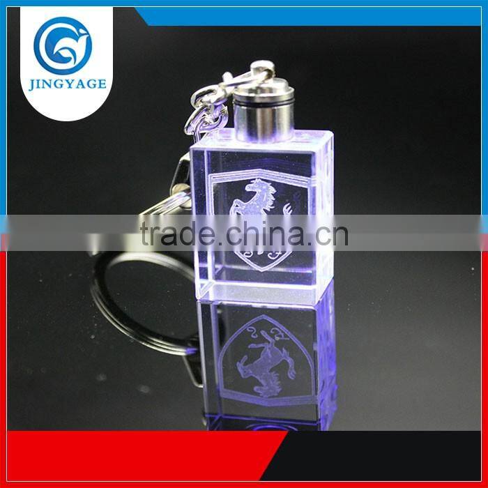 3D Laser Engraved With Car Logo Crystal Led Keychains Photo Led Crystal Key chain