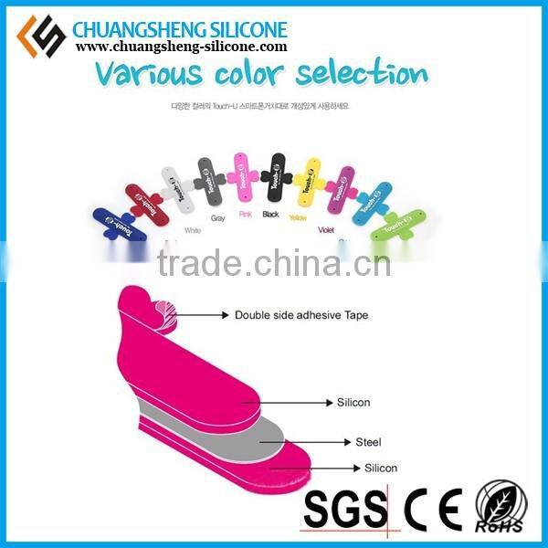 Practical promotional gift sticky one touch u silicone mobile phone stand