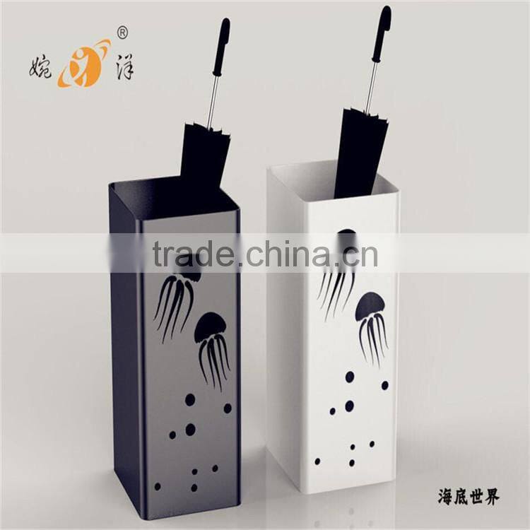 Handmade hotel indoor round hollow design metal umbrella stand holder