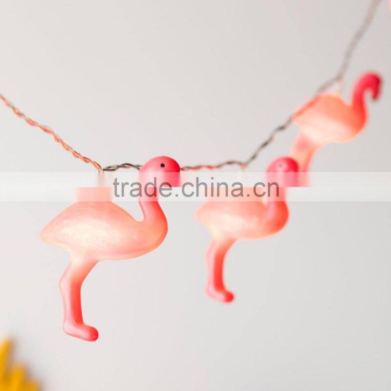 12 Pink Flamingo Battery Operated Indoor LED Fairy Lights