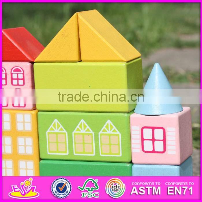 2017 new design 20 pieces model buildings kids wooden toy blocks W13A121