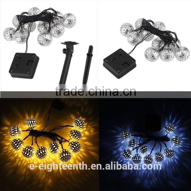 2016 new arrival 10 LED Moroccan ball Solar Garden String Lights Lamp for christmas outdoor garden party