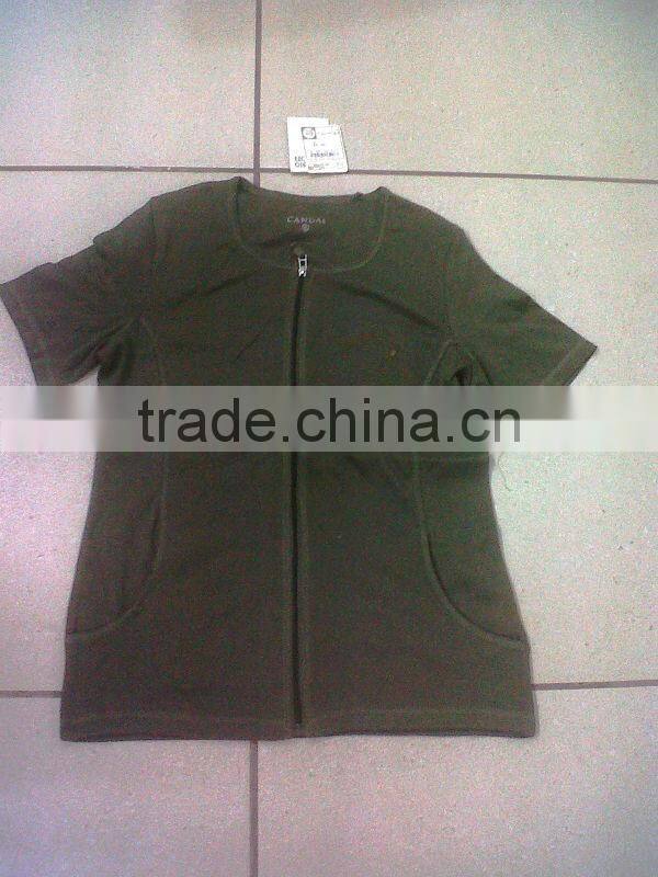 LADIES TOP 1X1 RIB WITH FRONT ZIPPER (Garment Stock lots / Apparel Stock / stocklots / Garment Apparel from India)