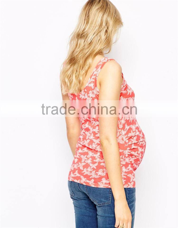 Maternity butterfly printed vest maternity blouse