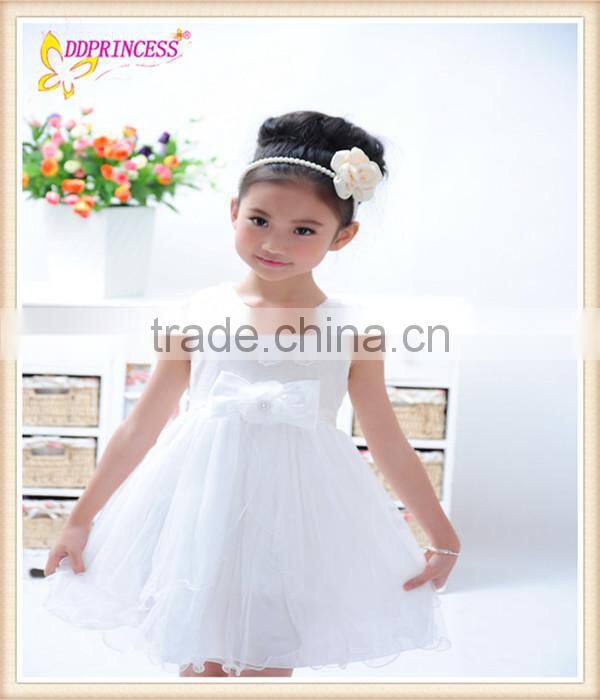 2015 white flower wedding dress tulle dress for children