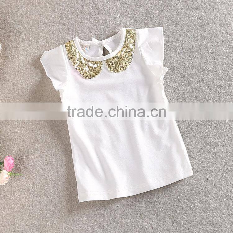 Valentines Day Gift Special Design Girls Cotton Sequins Skirt 2PCS Boutique Dresses