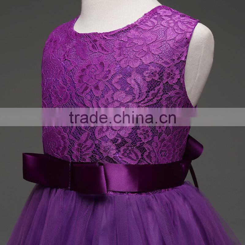 Children girl sleeveless dress embroidered princess lace alibaba wedding dress