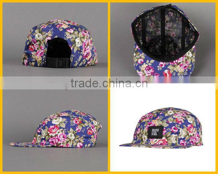Western style flower floral applique sport 5 panel cap