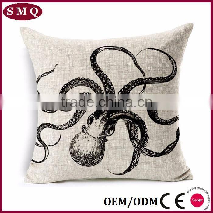 Factory made mixed linen fabric painting designs cushion with animal